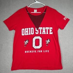 Pink Victoria Secret Womens M Red Ohio State Buckeye Graphic Tee EUC Campus